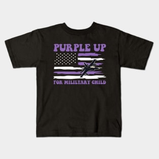 Groovy Purple Up For Military Kids Military Child Month Kids T-Shirt